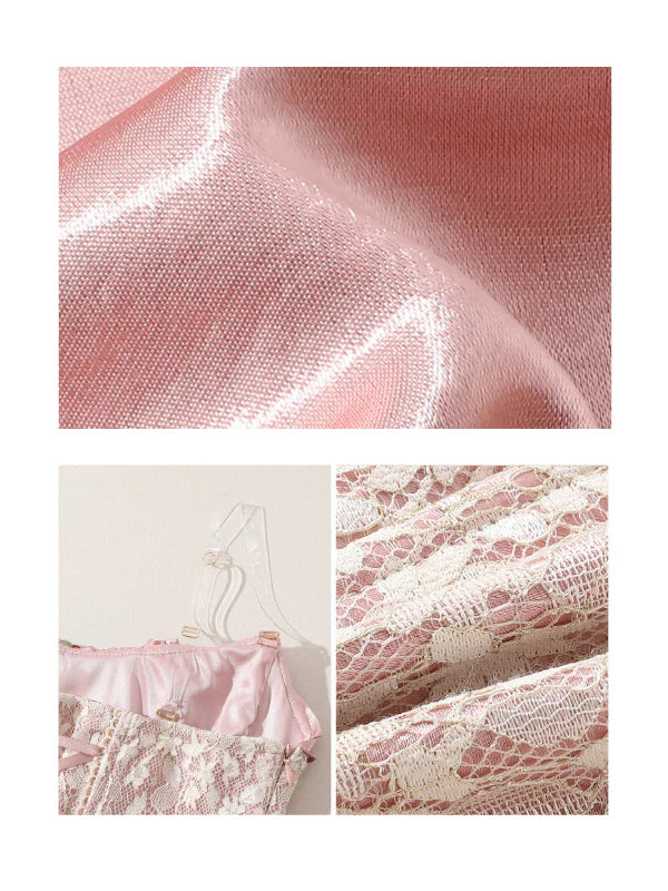 Rosette Corset Satin Rose Gown