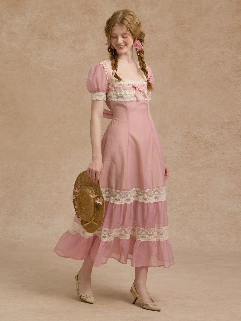 Blush Lace Ribbon Fairytale Dress