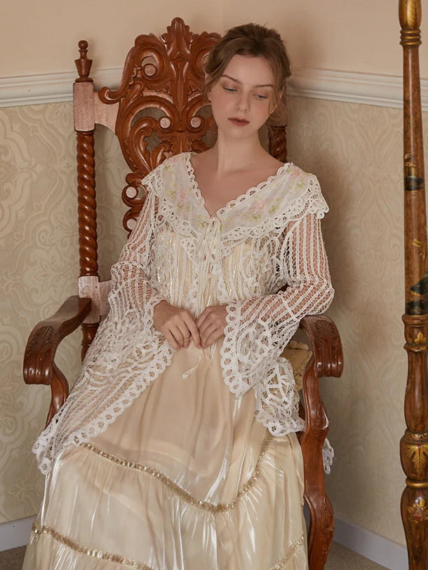 Vintage Floral Embroidered Lace Overlay