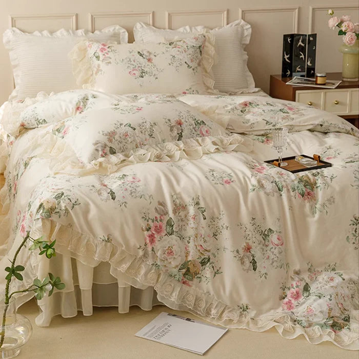 Floral Princess Cotton Frill Bedding Set