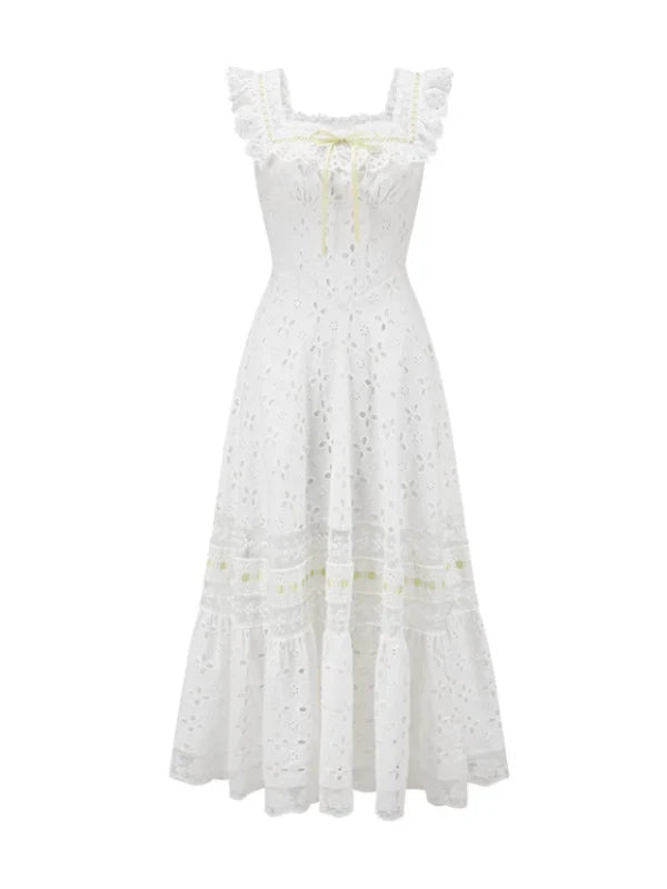 Lime Ribbon Fantasy White Dress