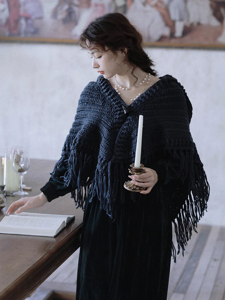 Enchanted Midnight Wool Shawl
