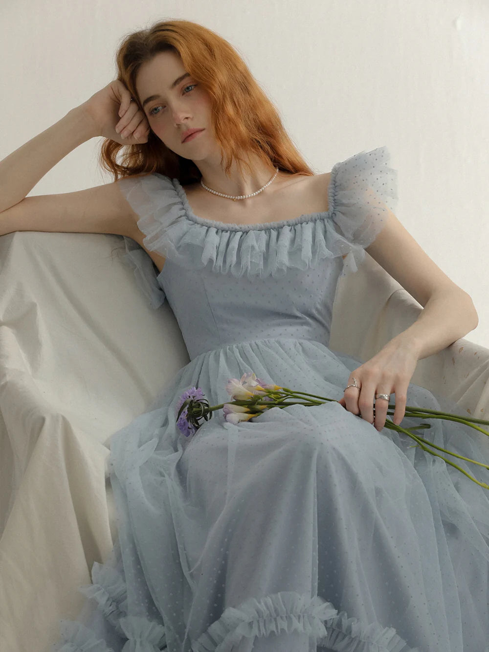 Fairy Ruffle Light Blue Tulle Dress