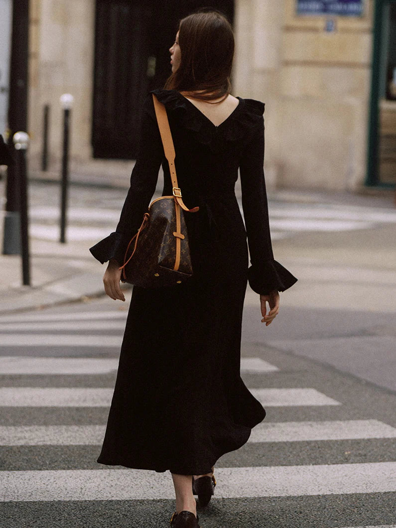 Midnight Ruffle Romance Dress