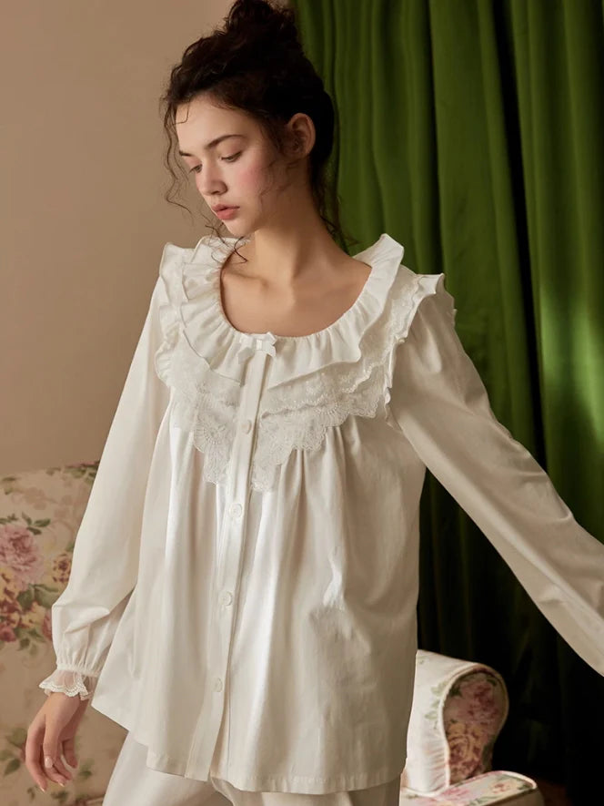 White Whisper Lace Pajama Set