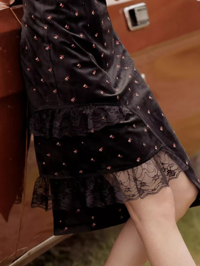 Midnight Rose Velvet Dress