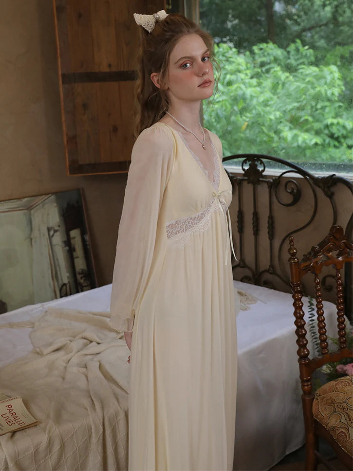 Dreamy Lace-Trimmed Nightgown