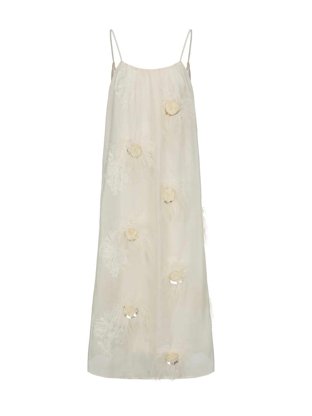 Ivory Feather Bloom Slip Dress
