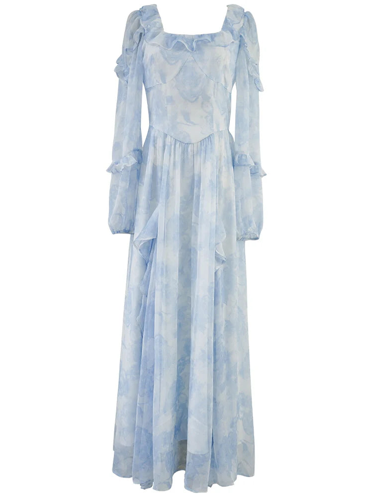 Whimsical Light Blue Ruffled Fairytale Dress