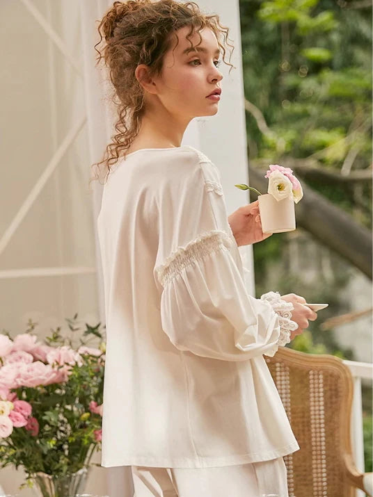 Vintage Soft Lace Cotton Pajama Set