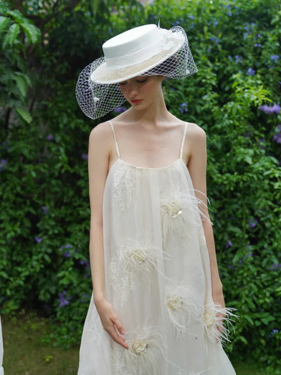 Ivory Feather Bloom Slip Dress