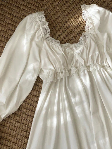 Vintage Lace-Trimmed Cotton Nightgown
