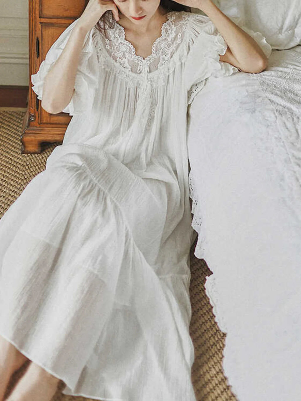 Lace Bloom Cotton Nightgown