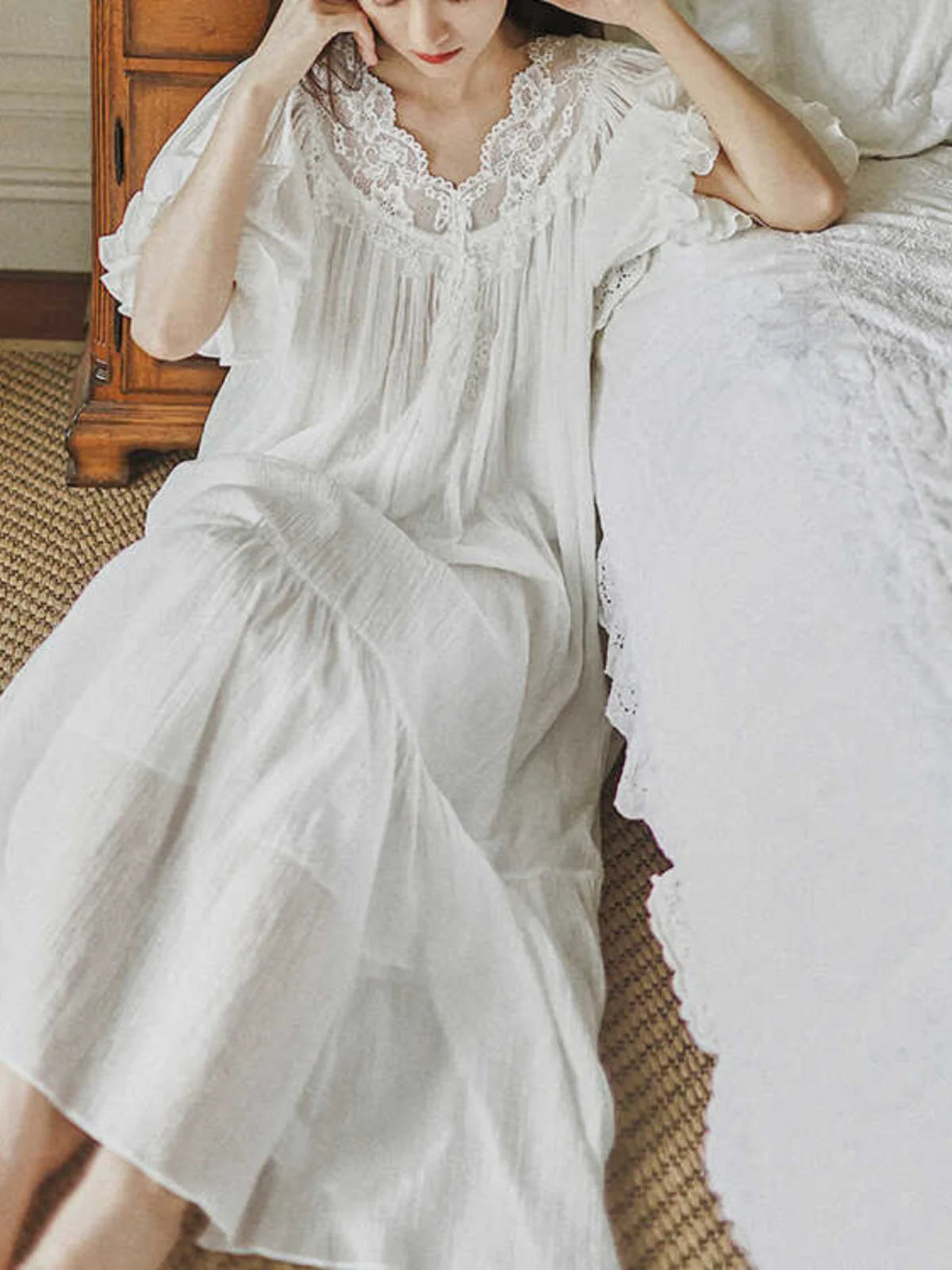 Lace Bloom Cotton Nightgown