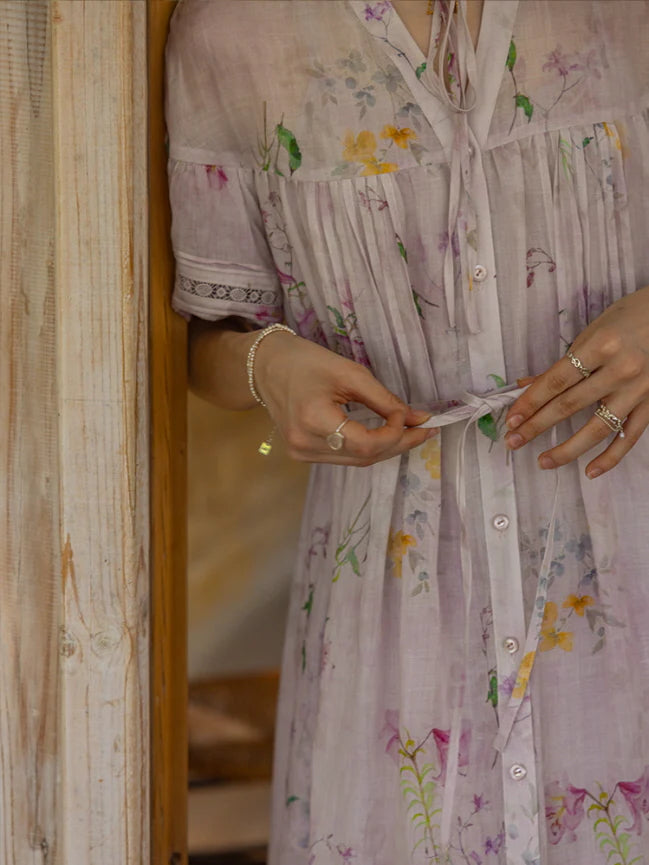 Lavender Meadow Floral Tiered Dress