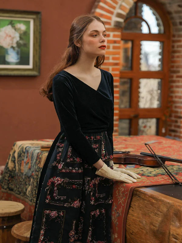 Velvety Symphony of Elegance Dress