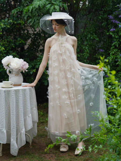 Blossom Whisper Halter Tulle Dress