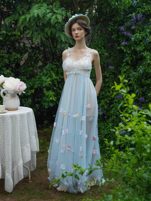 Blooming Petal Fairy Blue Tulle Dress
