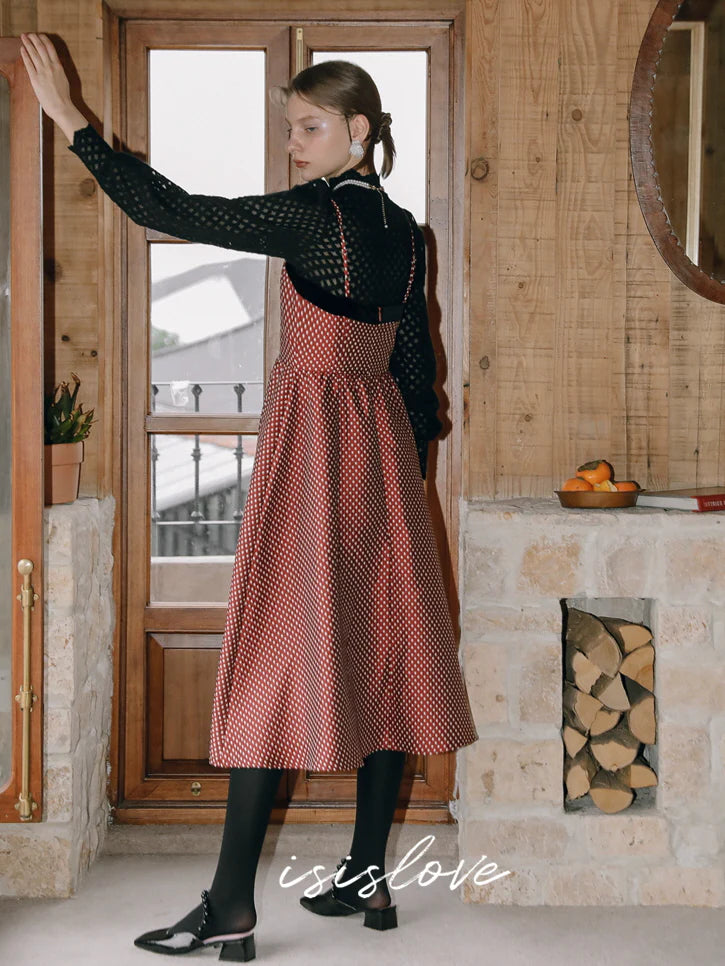 Vintage Charm Polka Dot Midi Dress