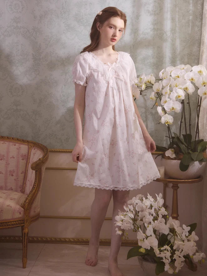 Romantic Lace-Trimmed Cotton Nightgown