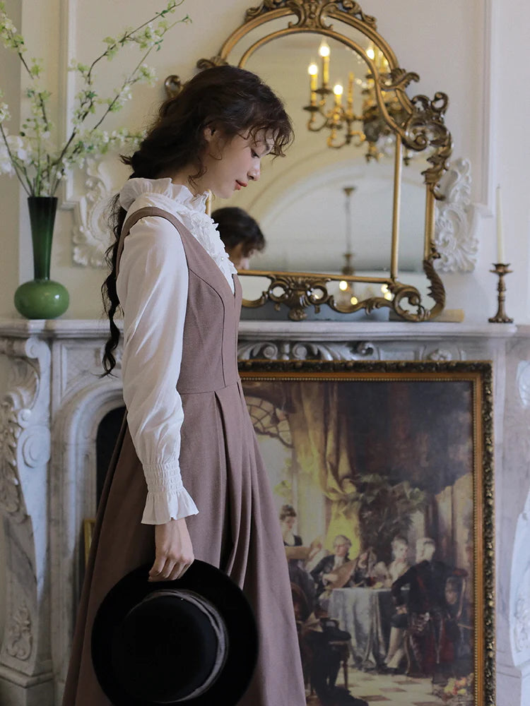 Retro Brown Layered Dress