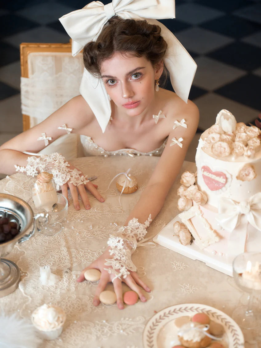 Ivory Lace Corset Bubble Mini Dress