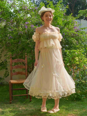 Whipped Cream Ruffle Sheer Top