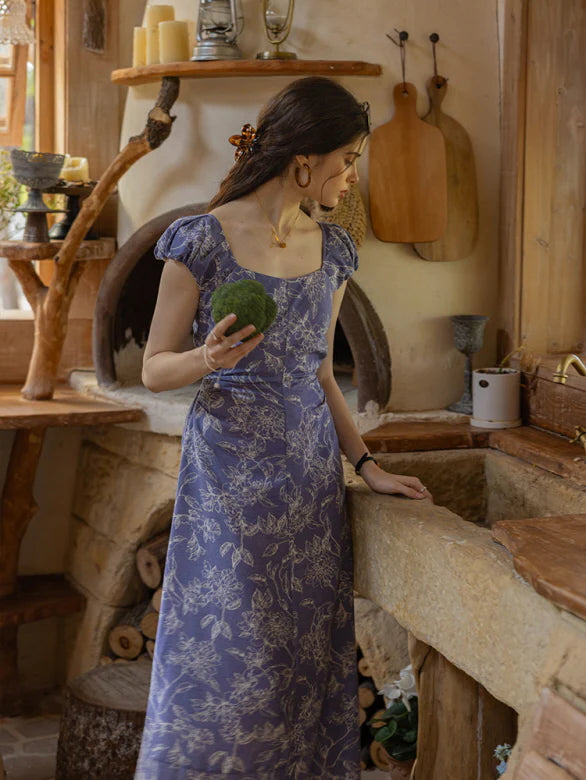 Blue Garden Floral Dress