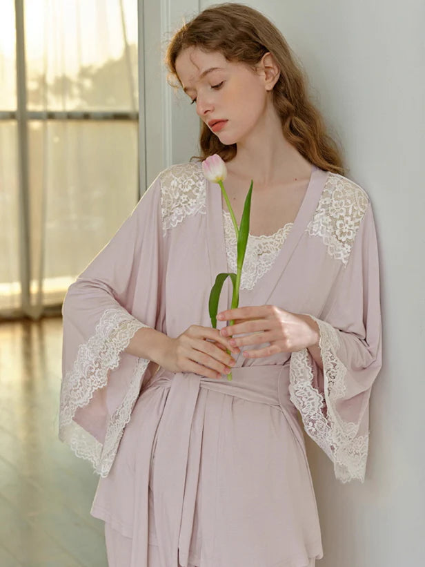 Lace Elegance 3-Piece Loungewear Set