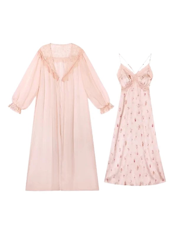 Pink Blossom Silky Loungewear Set