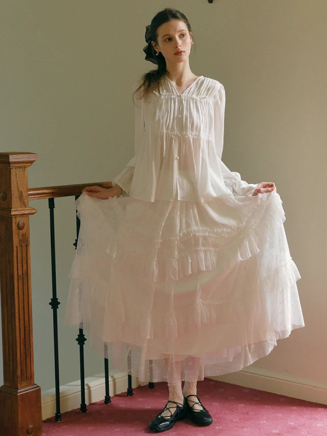Ethereal Layered White Tulle Skirt