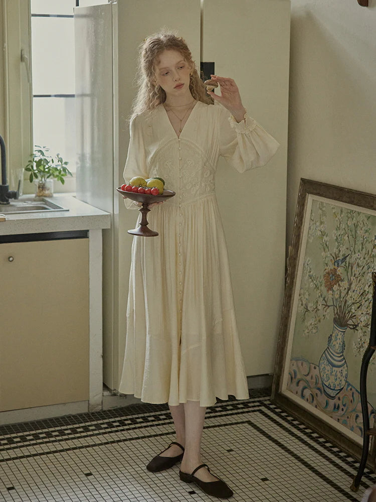 Botanical Elegance Puff Sleeve Dress