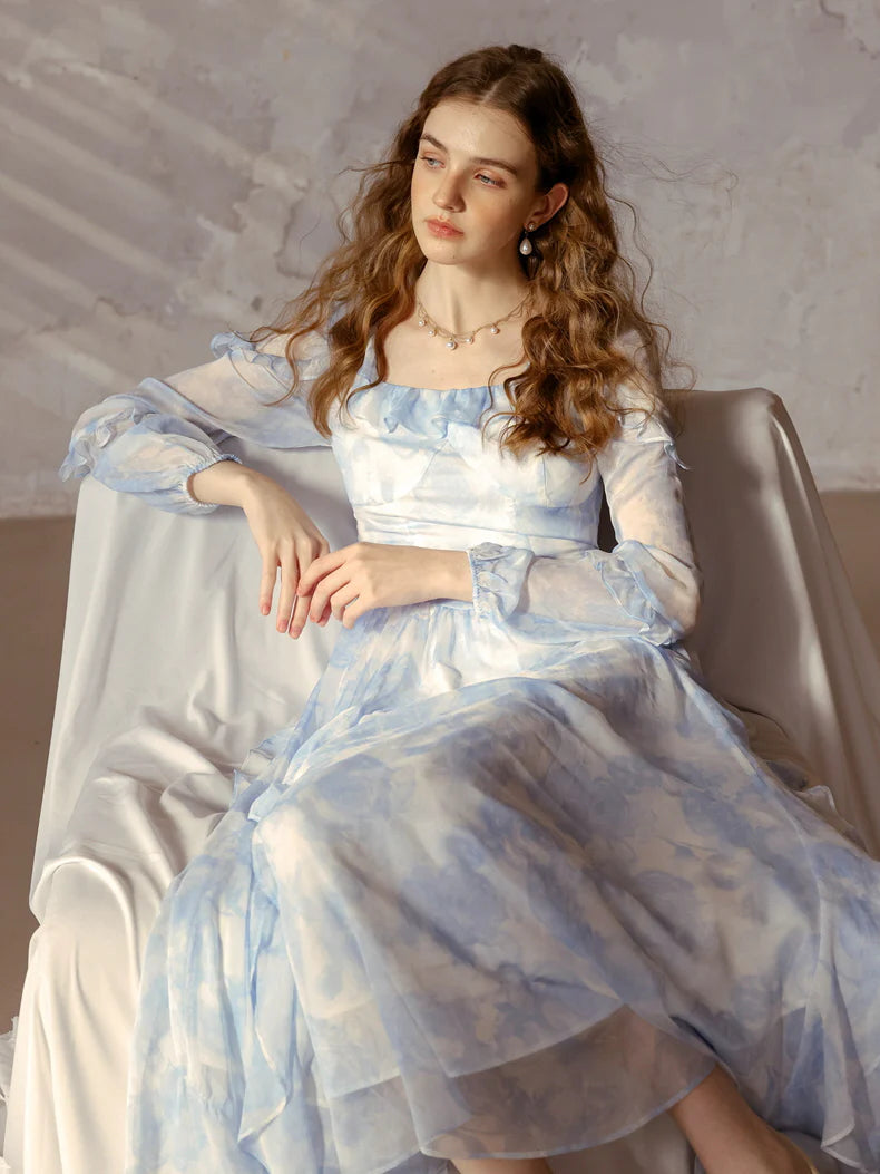 Whimsical Light Blue Ruffled Fairytale Dress