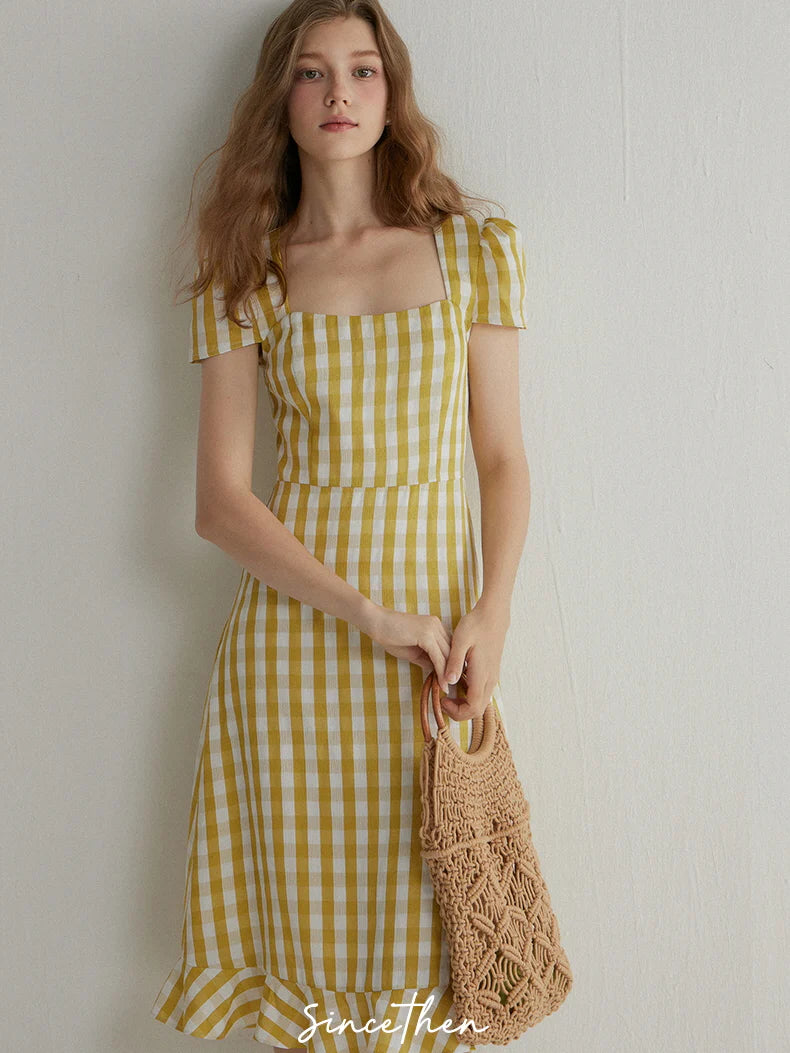 Sunshine Gingham Midi Dress