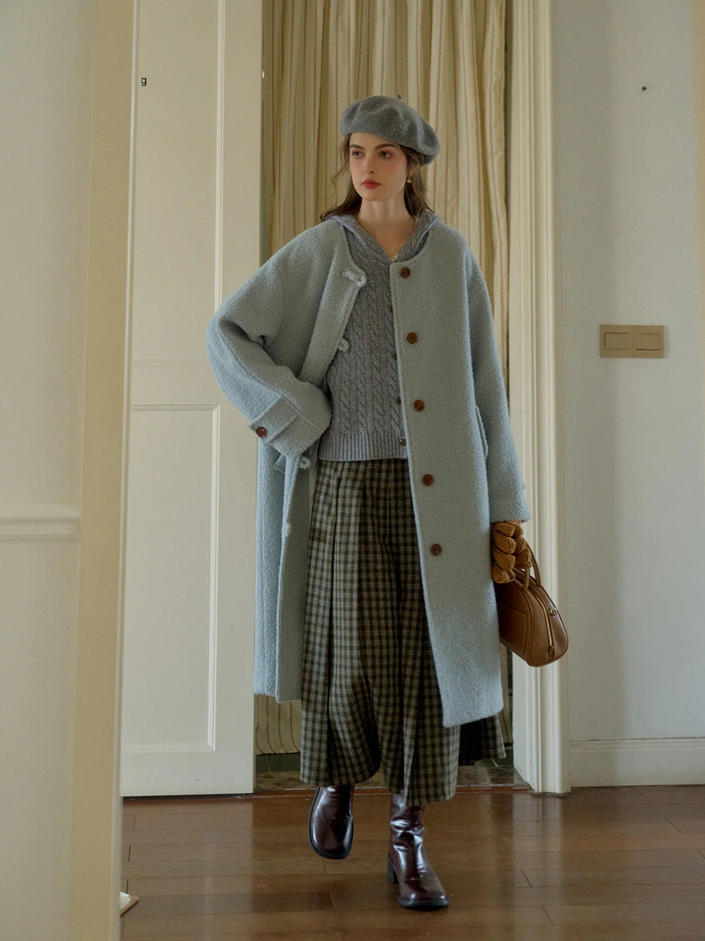 Timeless Plaid Wool Midi Skirt