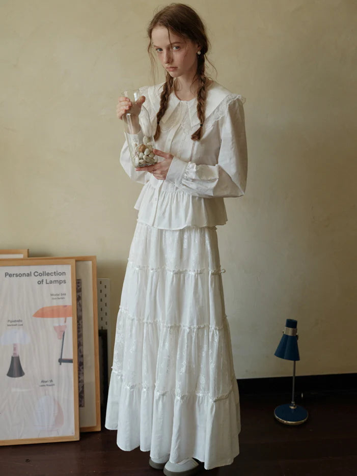 Dreamy Lace Tiered Maxi Skirt