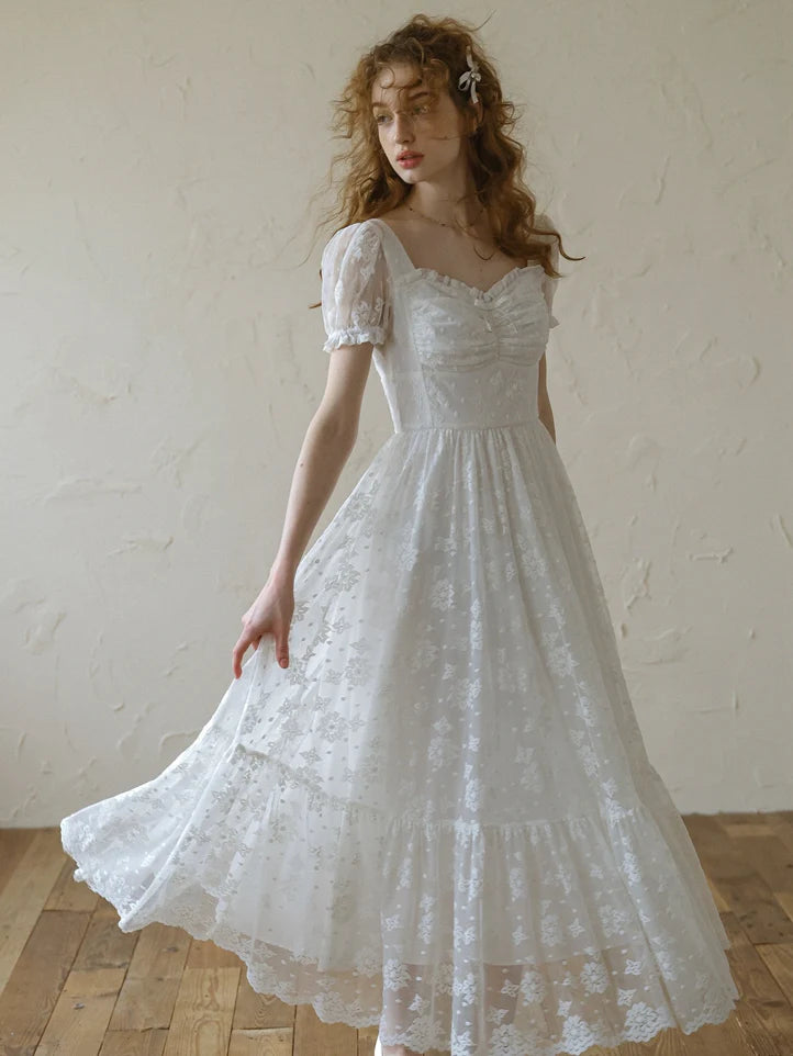 Ethereal Lace White Blossom Dress