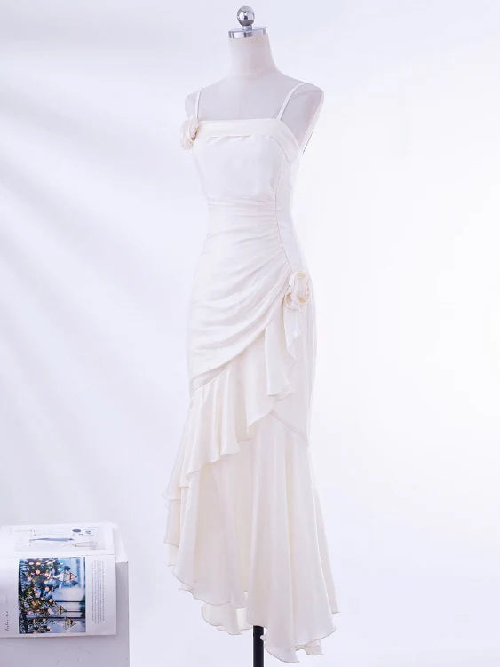 Ivory Dream Rosette Ruffle Gown