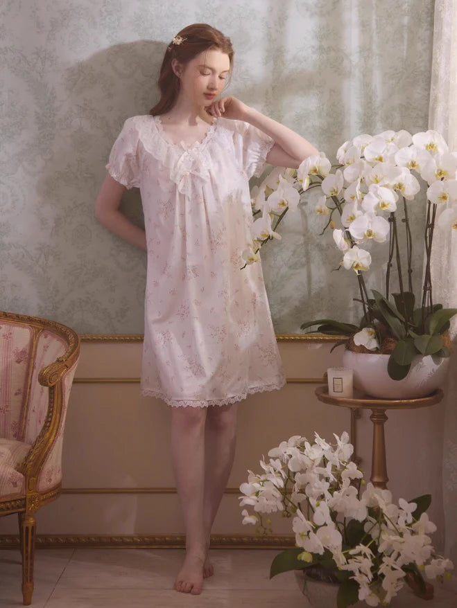 Romantic Lace-Trimmed Cotton Nightgown
