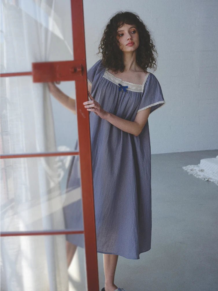 Blue Lace Ribbon Nightgown