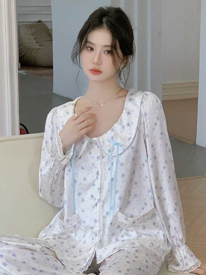 Dreamy Cat Print Pajama Set