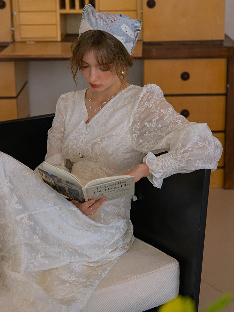 Vintage Embroidered Long Sleeve Dress