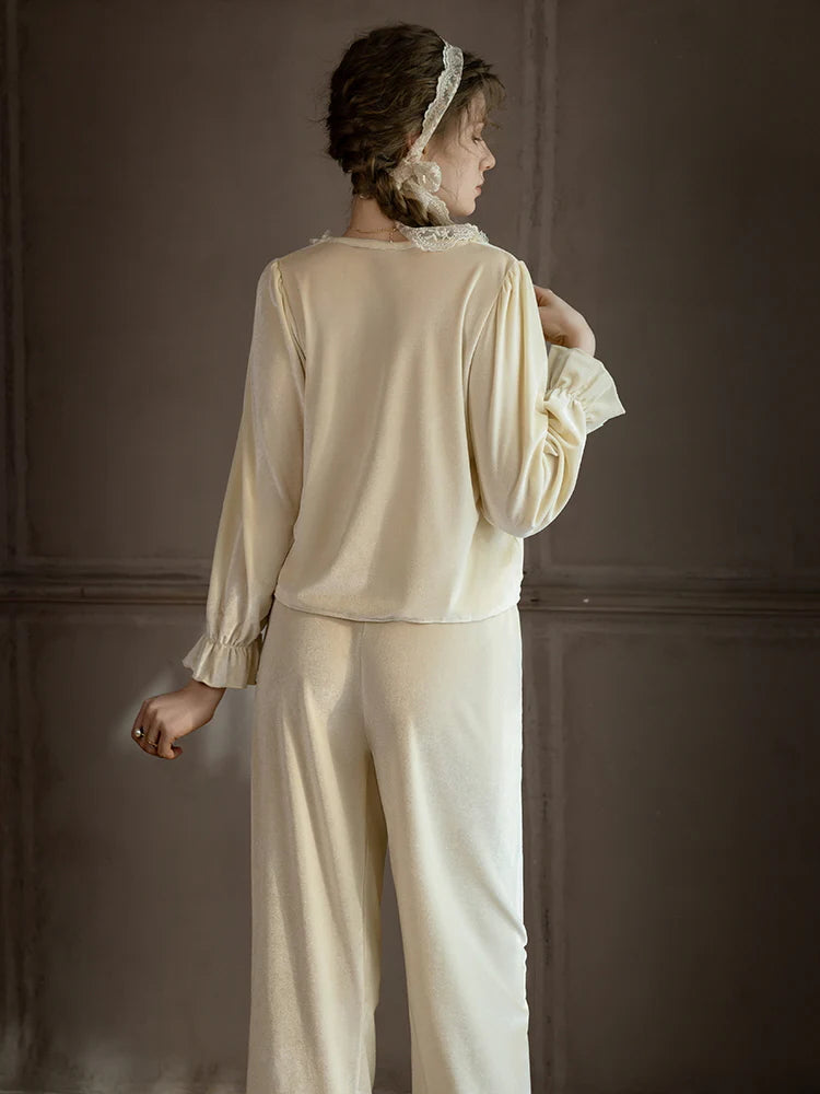 White Velvet Ribbon Pajama