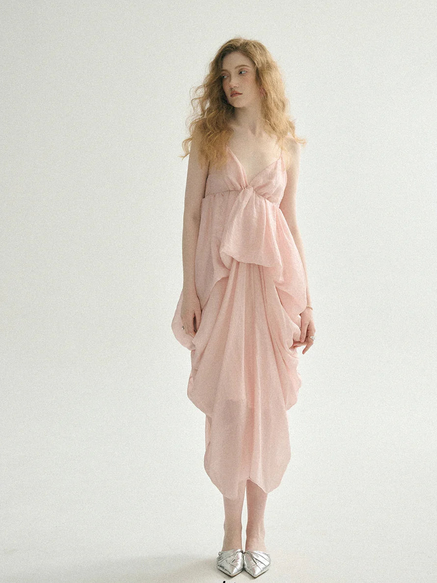 Ethereal Blush Draped Gown
