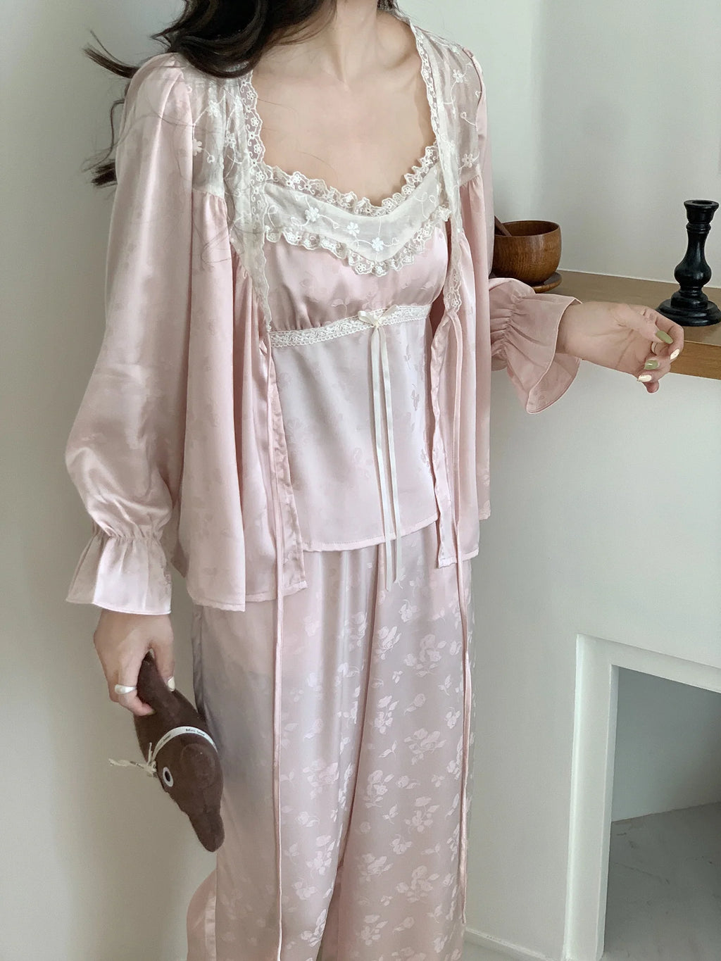 Floral Whisper 3-Piece Pink Loungewear Set