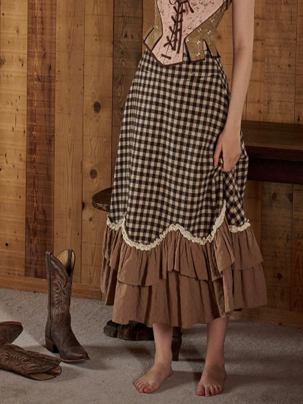 Chic Harmony Vintage Checkered Skirt