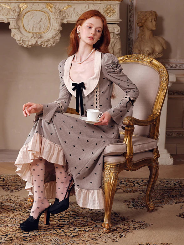 Romantic Bow Embroidered Dress