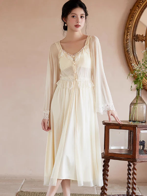 Pure Elegance Yellow Nightgown Set