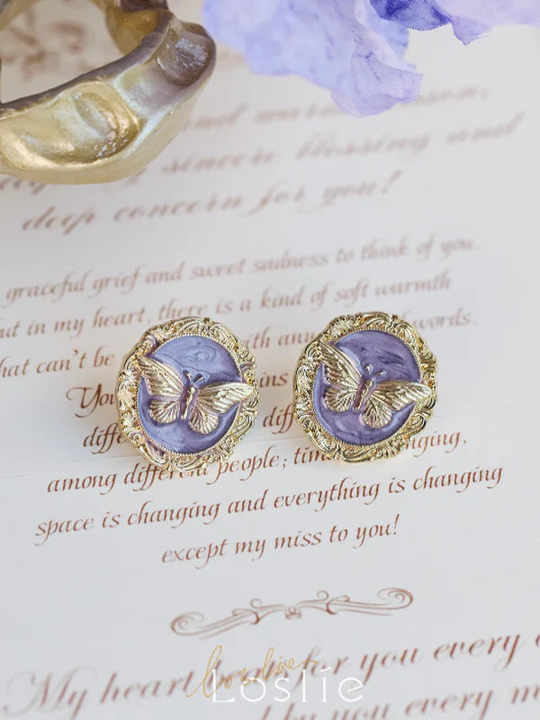 Painting Butterfly Retro Vintage Earrings