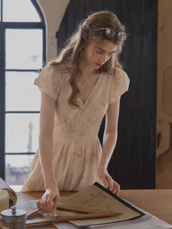 Blooming Serenity White Embroidery Dress